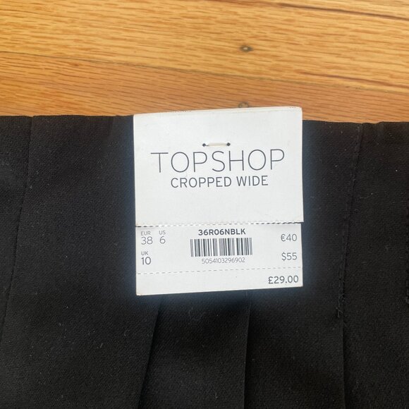 Topshop Cropped Wide Trousers - Black - Picture 2 of 4